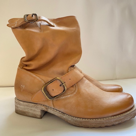 FRYE 'Veronica Short' Slouchy Boot MOTO BIKER tan - Picture 6 of 10